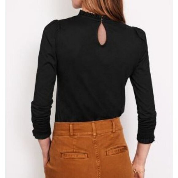 Boden Supersoft Frill Detail Top Women Size 16 / 18 NWT Long Sleeve Blouse Navy - Picture 2 of 15